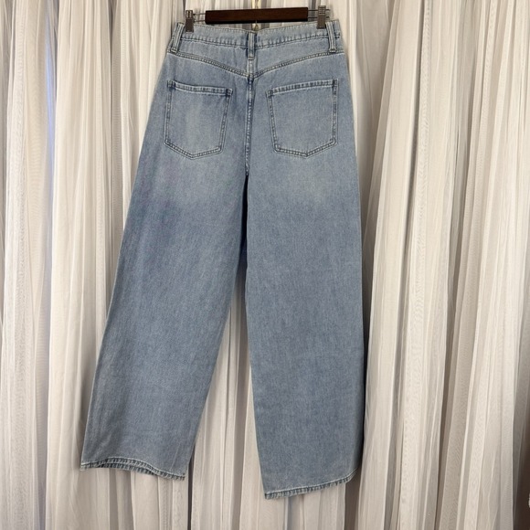 Oliver Logan Thompson Wide Leg Jeans Light Wash Blue Pleated High Rise 26 NEW - Picture 2 of 13